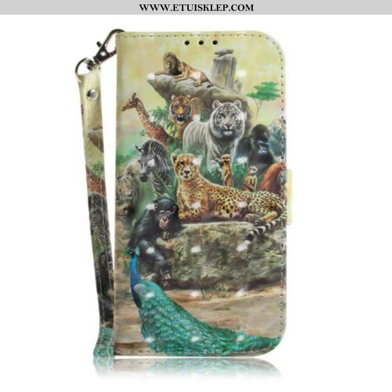 Etui Folio do Poco X3 / X3 Pro / X3 NFC z Łańcuch Stringi Safari Animals